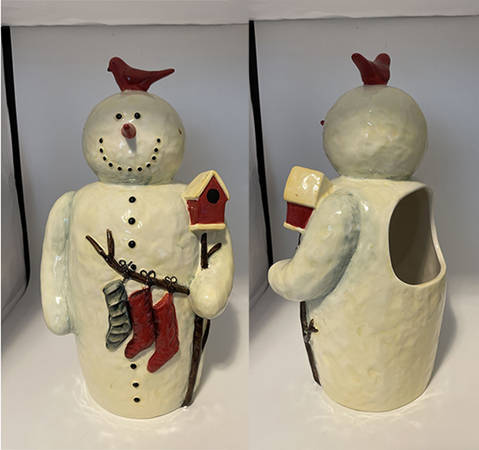 Twilight Snowman (White Stars) Figural Utensil Holder