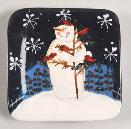 Twilight Snowman (White Stars) Individual Dip Dish