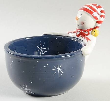 Twilight Snowman (White Stars) Figural Candy Bowl