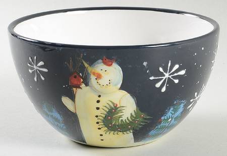 Twilight Snowman (White Stars) 6" All Purpose Bowl