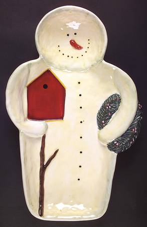 Twilight Snowman (White Stars) Chip Bowl/Plate for Chip & Dip Set