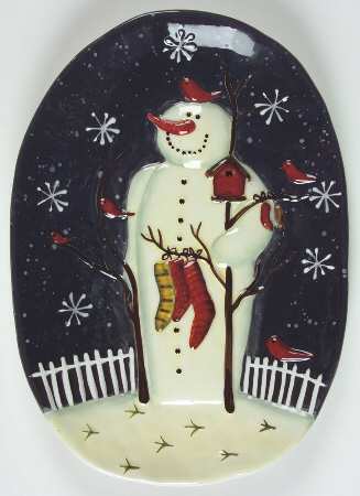 Twilight Snowman (White Stars) Figural Candy Plate