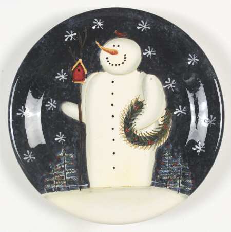 Twilight Snowman (White Stars) Dinner Plate