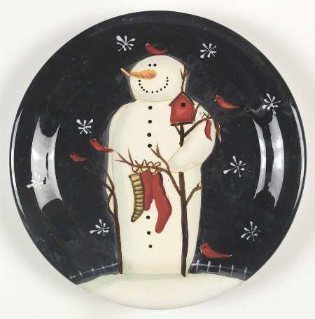 Twilight Snowman (White Stars) Dinner Plate