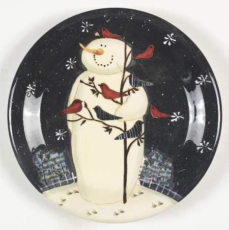 Twilight Snowman (White Stars) Dinner Plate