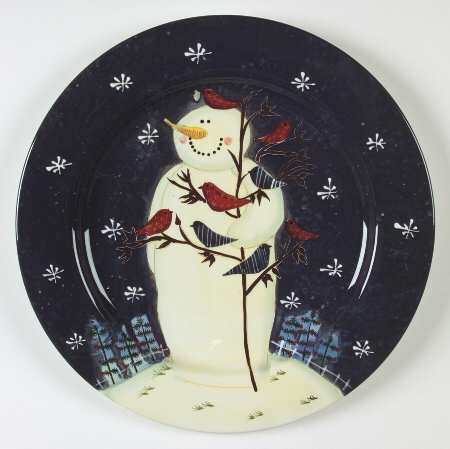 Twilight Snowman (White Stars) Service Plate (Charger)
