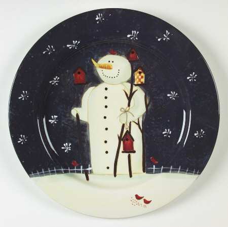Twilight Snowman (White Stars) Service Plate (Charger)