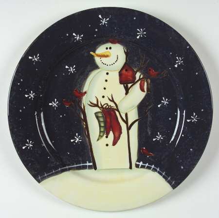Twilight Snowman (White Stars) Service Plate (Charger)