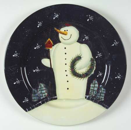 Twilight Snowman (White Stars) Service Plate (Charger)