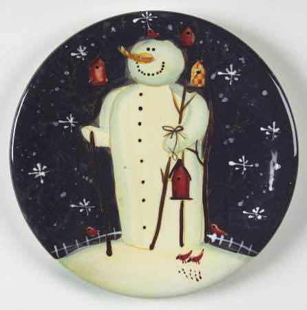 Twilight Snowman (White Stars) Salad Plate