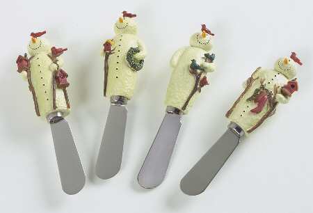Twilight Snowman (White Stars) Spreader - Set of 4