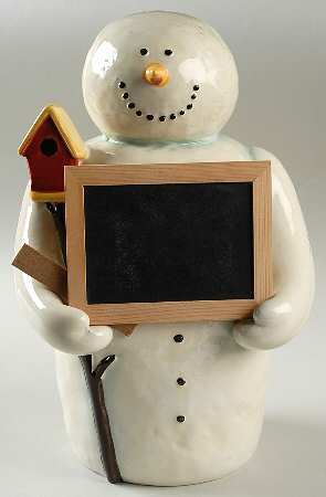 Twilight Snowman (White Stars) Chalk Board Figurine
