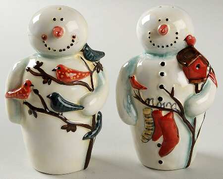 Twilight Snowman (White Stars) Figural Salt & Pepper Set