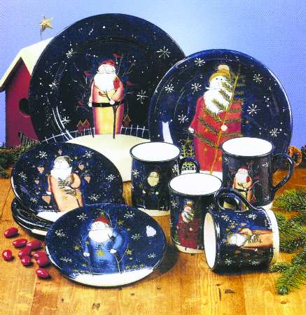 Twilight Santa (Blue Handles) Dinner Plate