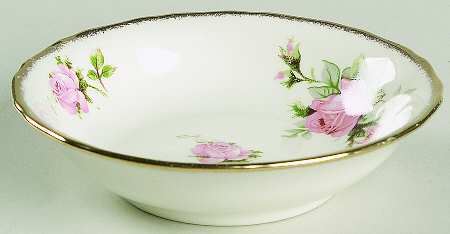 Moss Rose (Brushed Gold Trim) Fruit/Dessert (Sauce) Bowl