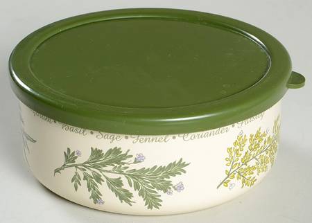 Thymeless Herbs (Corelle) 5" Metal Bowl W/Plastic Lid