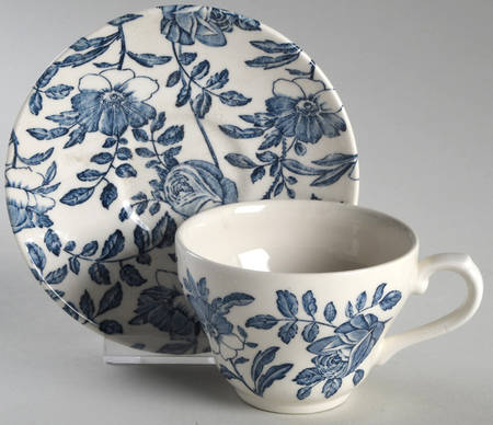 Blue Peony (Smooth) Flat Cup & Saucer Set
