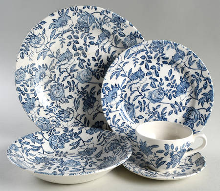 Blue Peony (Smooth) 5 Piece Place Setting