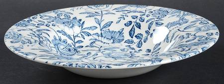 Blue Peony (Smooth) Large Rim Soup Bowl