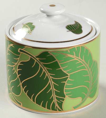 Gold Leaf Sugar Bowl & Lid