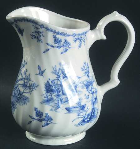 Toile Blue (Scalloped) 26 Oz Milk Jug