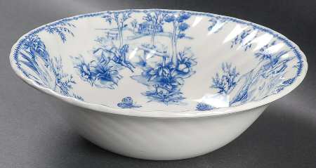 Toile Blue (Scalloped) 9" Round Vegetable Bowl