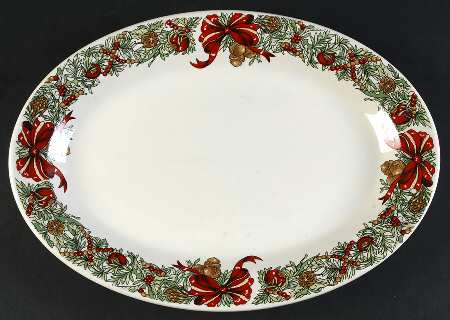 Holiday Wreath 14" Oval Serving Platter