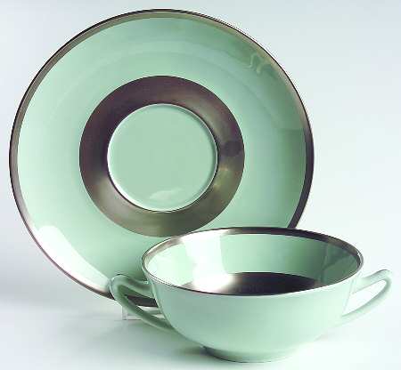 William Celadon Flat Cream Soup & Saucer Set