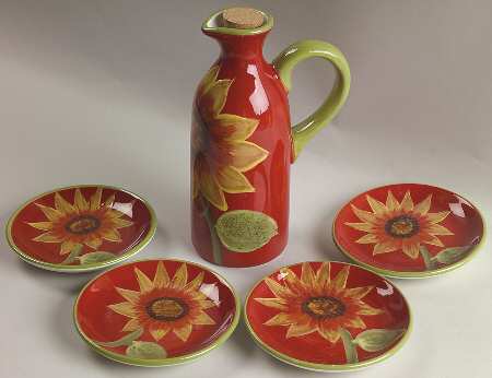 Sunburst (Oil Set) Jar with Cork and 4 Dip Bowls