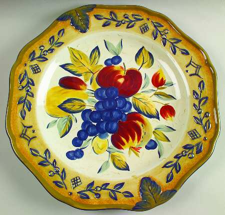 Tuscan Fruit Blue 16" Chop Plate (Round Platter)