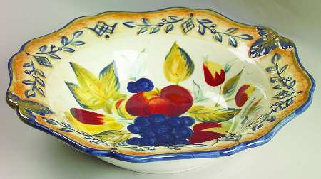 Tuscan Fruit Blue 14" Pasta Serving Bowl