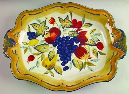 Tuscan Fruit Blue 19" Oval Serving Platter