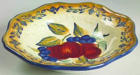Tuscan Fruit Blue 9" Soup/Pasta Bowl