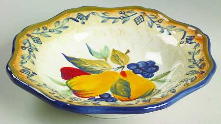 Tuscan Fruit Blue 9" Soup/Pasta Bowl