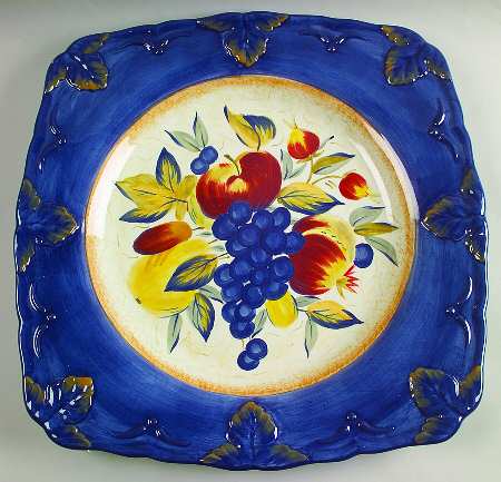 Tuscan Fruit Blue 16" Square Serving Platter