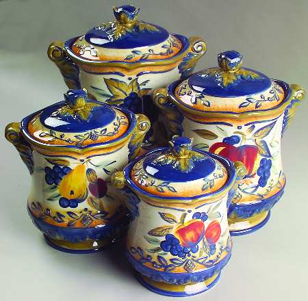Tuscan Fruit Blue (4 Piece) Canister Set (Box Set)