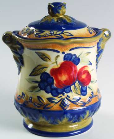 Tuscan Fruit Blue Small Canister & Lid