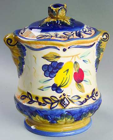 Tuscan Fruit Blue Medium Canister & Lid