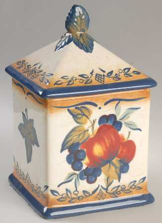 Tuscan Fruit Blue Small Canister & Lid