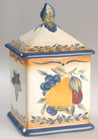 Tuscan Fruit Blue Medium Canister & Lid