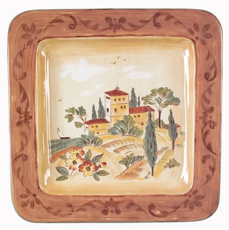 Tuscan Landscape 14" Square Platter