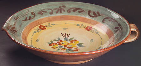 Tuscan Landscape 17" Bowl with Handle with Spout