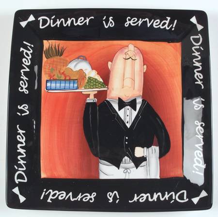 Dinner Is Served 13" Square Serving Platter