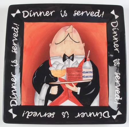 Dinner Is Served 13" Square Serving Platter