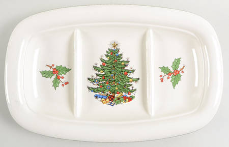 Christmas Tree (Narrow Green Band, White) 3-Part Relish