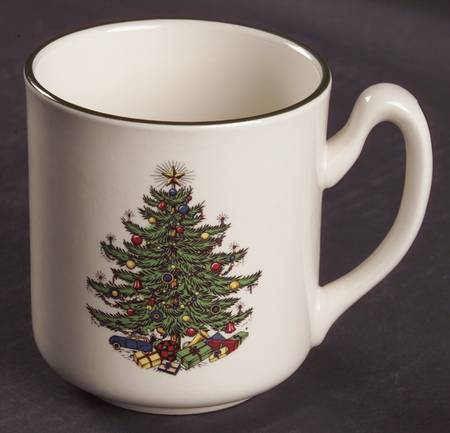 Christmas Tree (Narrow Green Band, White) Mug