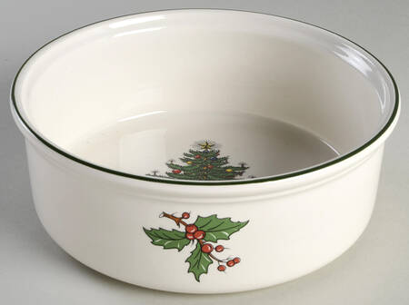 Christmas Tree (Narrow Green Band, White) Large All Purpose Bowl