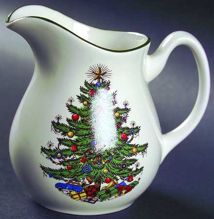 Christmas Tree (Narrow Green Band, White) Creamer