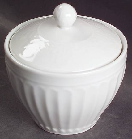 Parthenon White Sugar Bowl & Lid