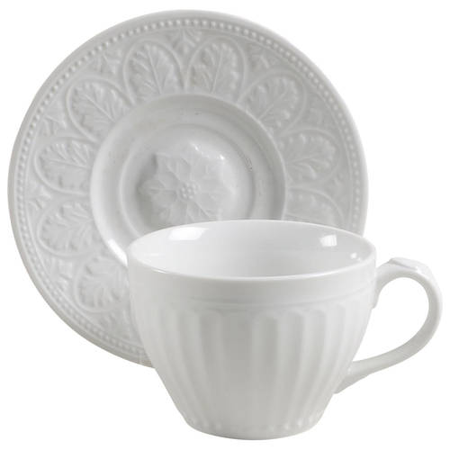 Parthenon White Flat Cup & Saucer Set